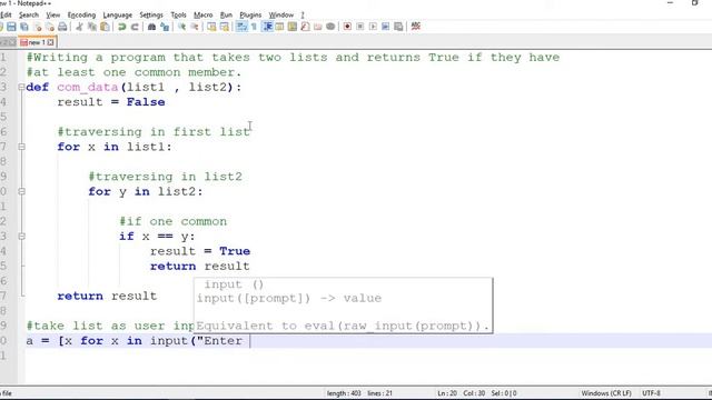 Python Program - To take two lists and returns True if they have at least one common member смотреть онлайн