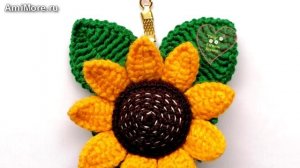 Амигуруми: схема Брелок подсолнух | Игрушки вязаные крючком