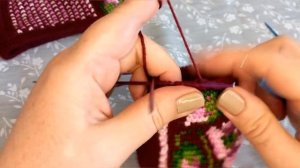 Вязаные тапочки тунисское вязание +спицы. ?  Часть 2. Обвязываем мысок.вяжем подошву