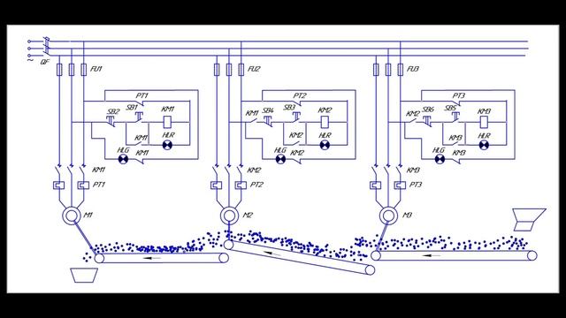Конвейердің басқару сұлбасы. Схема управления ленточного конвейера смотреть онлайн