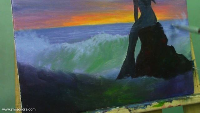 Acrylic Seascape Painting Tutorial Mermaid Statue In Step By Step Basic Lesson By JM Lisondra