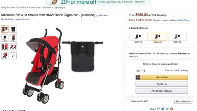 Maclaren BMW M Stroller with BMW Black Organizer - (Crimson) Review смотреть онлайн