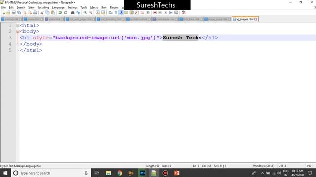 HTML Crash Course For Absolute Beginners | HTML - Background Images | Part 16 | Suresh Techs смотреть онлайн