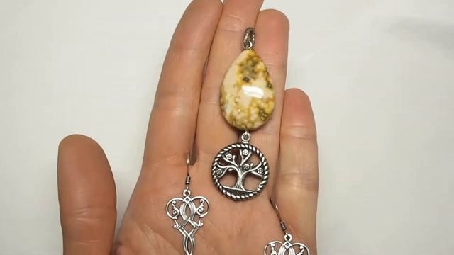 Купить Комплект кулон и серьги Древо жизни с яшмой PC110025 смотреть онлайн