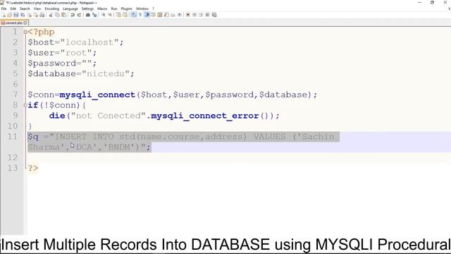 php tutorial in hindi part 48 Insert Multiple Records Into DATABASE using MYSQLI Procedural смотреть онлайн