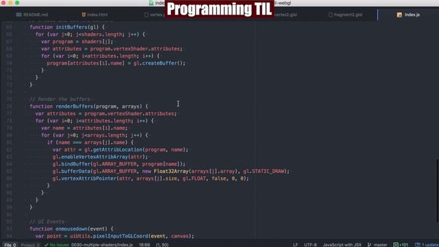 Multiple GLSL shaders in WebGL pt1 ProgrammingTIL #87 WebGL Video Tutorial Screencast 0030 смотреть онлайн