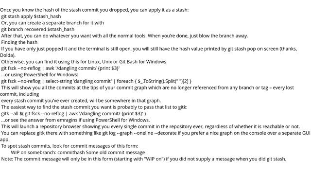 How do I recover a dropped stash in Git? смотреть онлайн