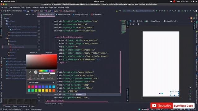 Swipe Screen UI Animation Android Studio смотреть онлайн