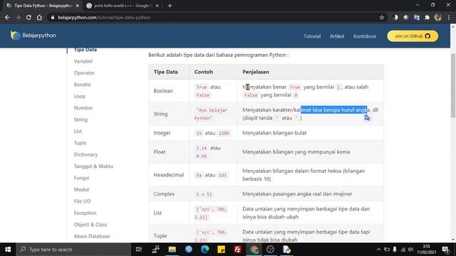 BELAJAR PYTHON 2 - SYNTAX DASAR, KOMENTAR DAN TIPE DATA смотреть онлайн