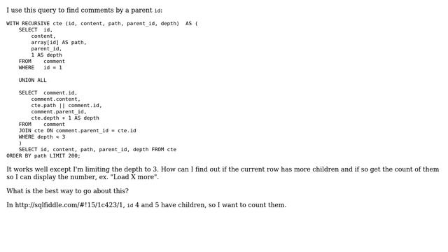Databases: Count children of a parent in recursive CTE смотреть онлайн