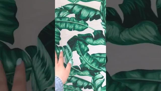 Ткань креп шёлк с принтом Dolce Gabbana банановые/пальмовые листья на белом фоне смотреть онлайн