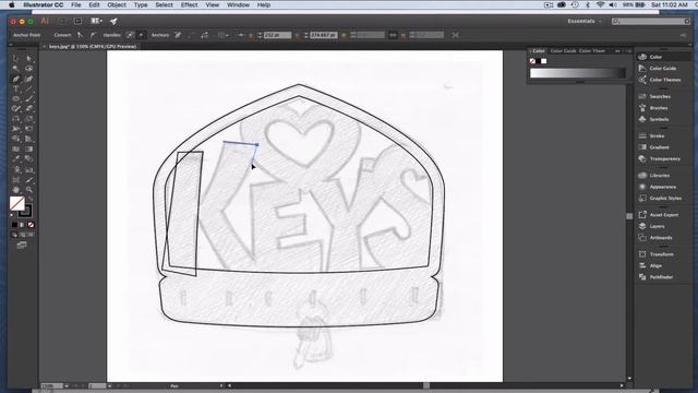 Vector Tutorial - trace sketch with pen tool in Illustrator CC смотреть онлайн