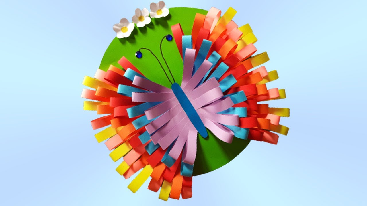 Бабочка из бумаги. Поделки из бумаги для детей своими руками. Как сделать бабочку из полос бумаги смотреть онлайн