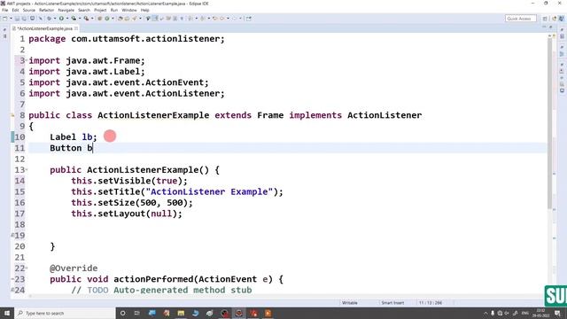 ActionListener interface in java | example | methods of | how to use | in hindi смотреть онлайн