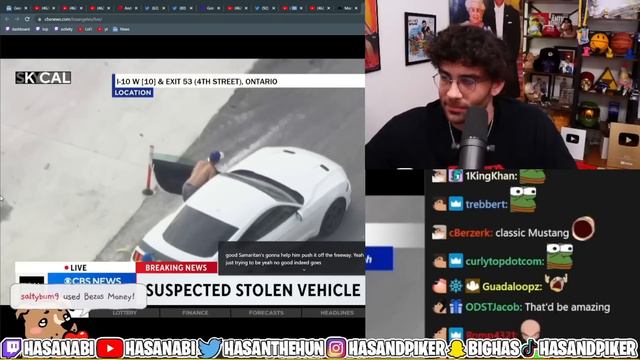 HasanAbi reacts to Police chasing driver through Los Angeles смотреть онлайн