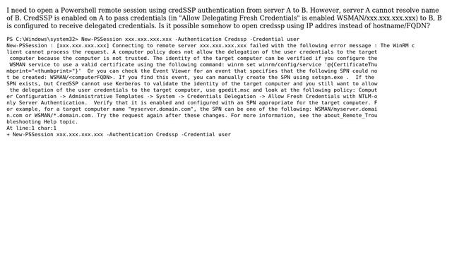DevOps & SysAdmins: PowerShell credSSP session using IP смотреть онлайн