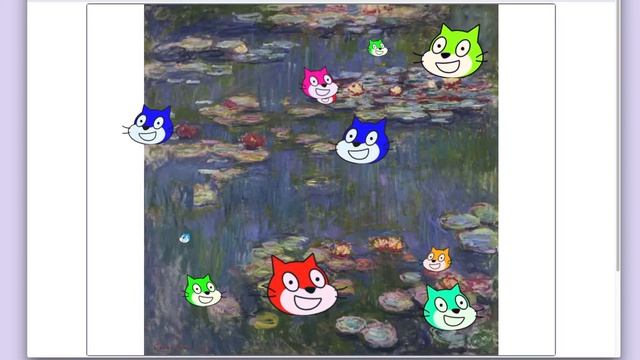 Scratch Cat becomes the Mone's water lily in a pond. смотреть онлайн