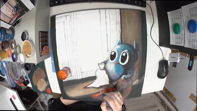 РИСУЕМ КАРТИНУ ГУАШЬЮ - СОВУШКА смотреть онлайн