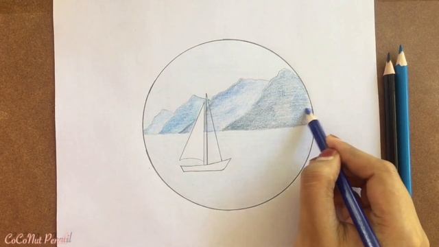 Easy Landscape Scenery Drawing with Colour Pencil Tutorial смотреть онлайн