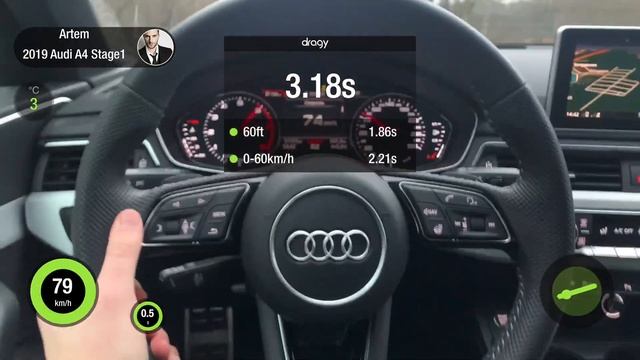 Audi A4 B9 Stage1 Seven Force. Разгон 0-100 смотреть онлайн