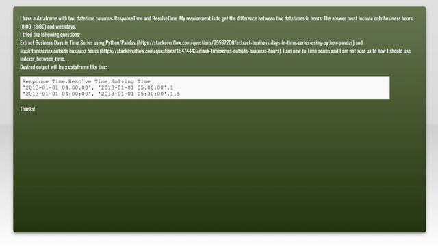 Finding time difference including business days and business hours in Pandas смотреть онлайн