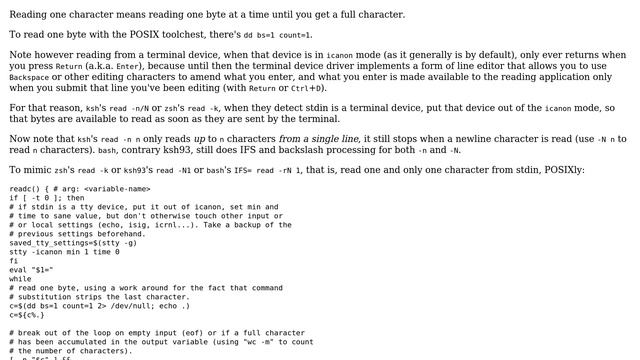 Unix & Linux: Can I read a single character from stdin in POSIX shell? (2 Solutions!!) смотреть онлайн