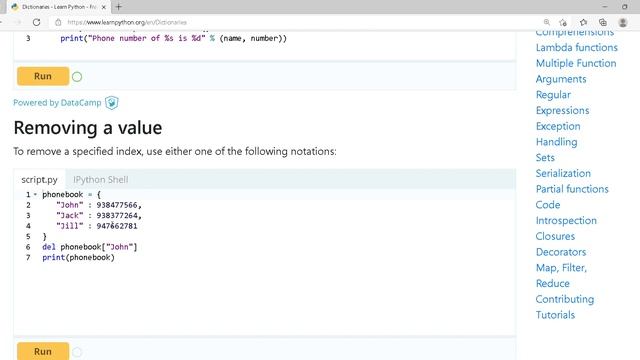 Python 11.Dictionaries Learn Python Free Interactive Python Tutorial смотреть онлайн