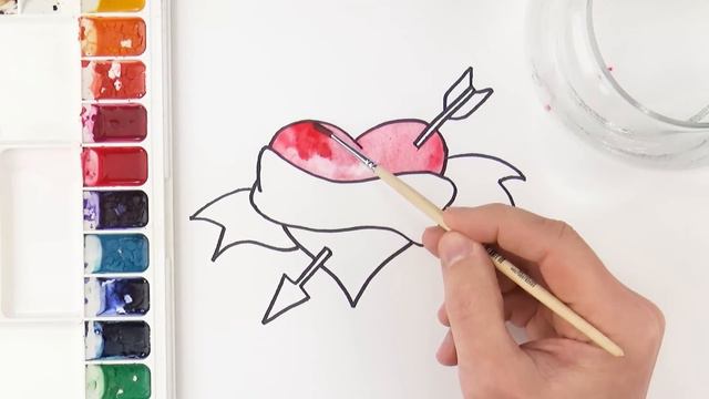 How to Draw a Heart With Arrow Watercolor Easy| Valentine's Day Drawings смотреть онлайн