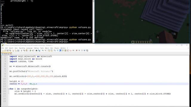 Minecraft Python Tutorial 5 - Volcano смотреть онлайн