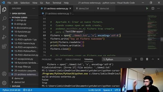 ? Curso PYTHON | Archivos Externos [ LEER y ESCRIBIR ficheros .txt ] + Ejercicio Resuelto смотреть онлайн