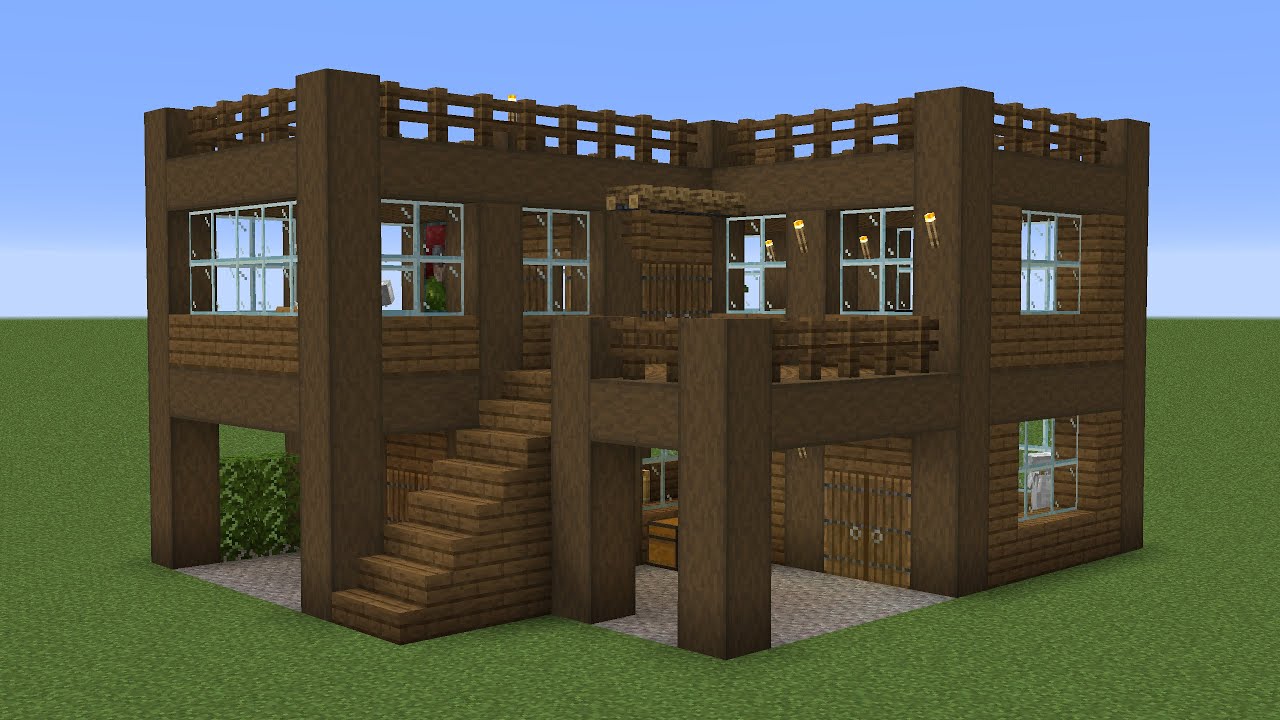Майнкрафт - Как построить дом из темного дуба. Minecraft смотреть онлайн