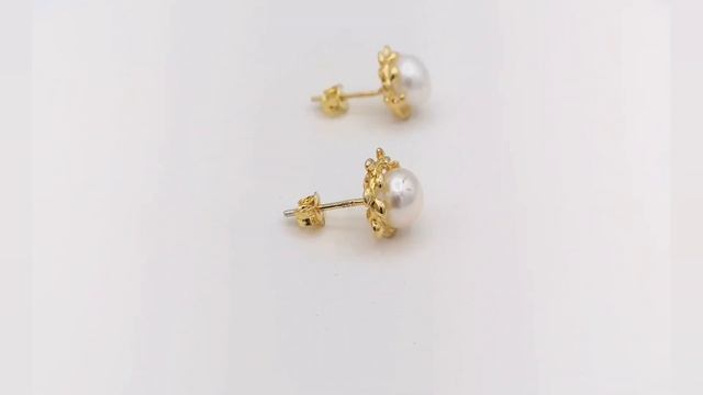Sterling Silver 9kt Gold Plated Freshwater Pearl Reef Stud Earrings | Argemti Jewellery смотреть онлайн