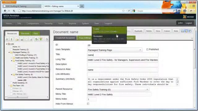 Modx Revolution User Guide - 4 Dimensions Training смотреть онлайн
