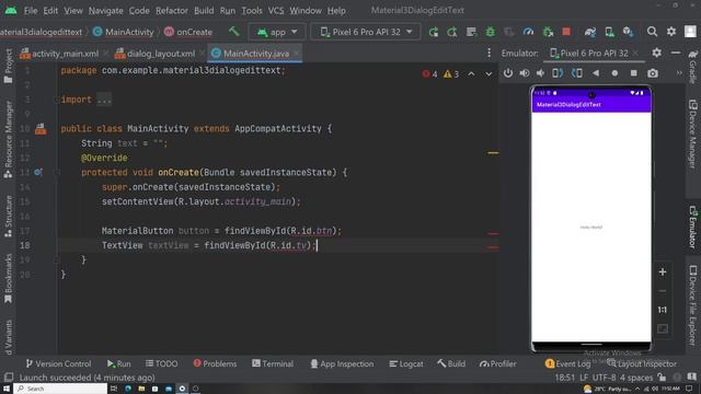 How to create Material 3 Dialog with Text Input Edit Text Android studio смотреть онлайн