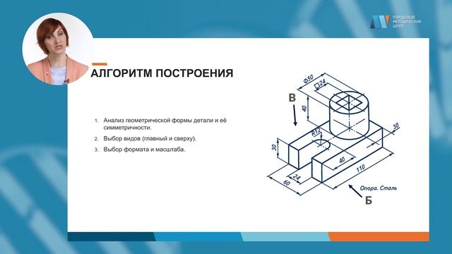 Алгоритм построения чертежа детали по двум проекциям смотреть онлайн