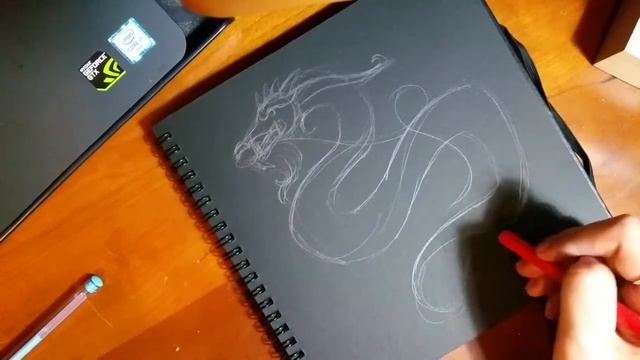Дракон на чёрной бумаге [#SketchWithMe] смотреть онлайн