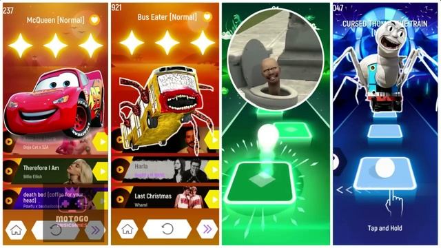 Mcqueen vs Bus Eater vs Skibidi Toilet vs Thomas Train Tiles Hop EDM Rush смотреть онлайн