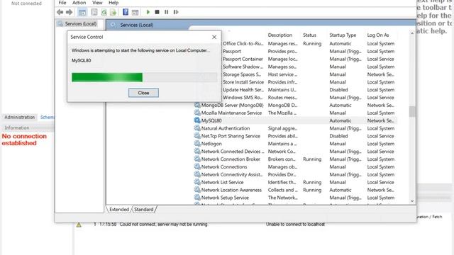 Could Not Connect Server May not be running ,Unable to Connect to localhost error in mysql workbenc смотреть онлайн