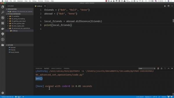 02 - A Full Python Refresher - 009 Advanced set operations
