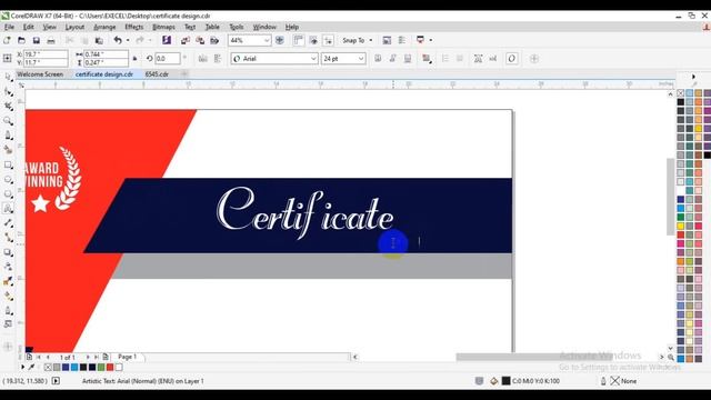 Modern certificate design in CorelDRAW tutorial смотреть онлайн