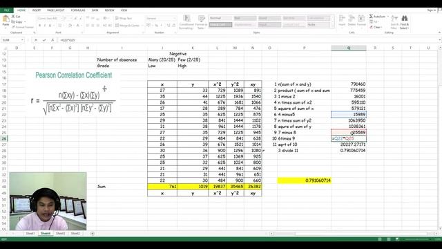 Correlation Pearson r Manual and Excel смотреть онлайн