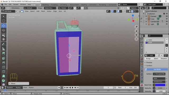 MENEMPATKAN GAMBAR DI OBJECT 3D BLENDER смотреть онлайн