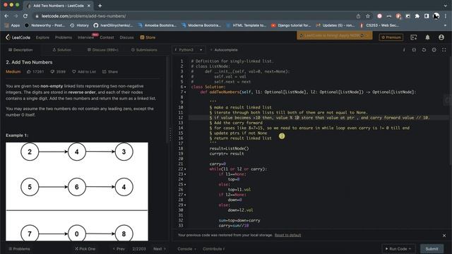 Leetcode Add Two Numbers for Noobs | Python смотреть онлайн