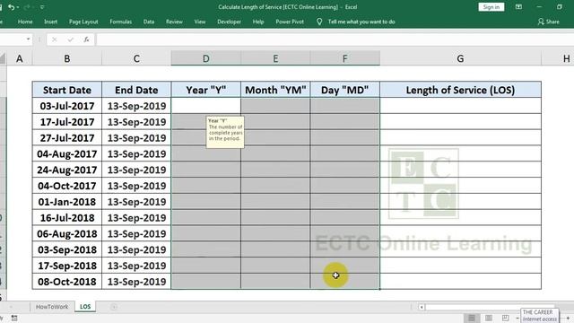 Calculate Length of Service ECTC Online Learning смотреть онлайн