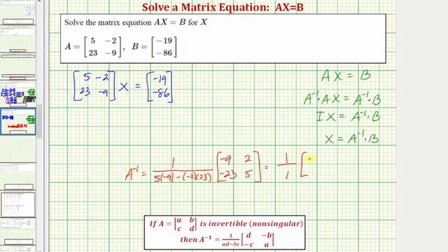 Ex 1: Solve the Matrix Equation AX=B (2x2) смотреть онлайн