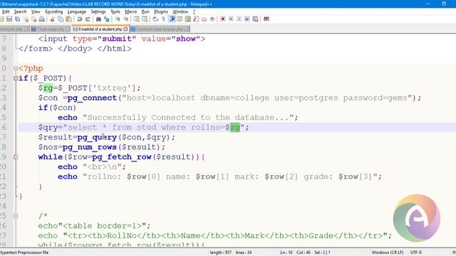 PHP Program || Student Mark list || by Accepting Roll Number || Display RollNo, Name, Mark and Grad смотреть онлайн