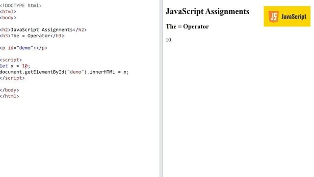 Assignment operators - JavaScript Tutorial - w3Schools - Chapter-11 English смотреть онлайн