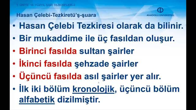 ESKİ TÜRK EDEBİYATININ KAYNAKLARINDAN ŞAİR TEZKİRELERİ - Ünite 3 Özet смотреть онлайн