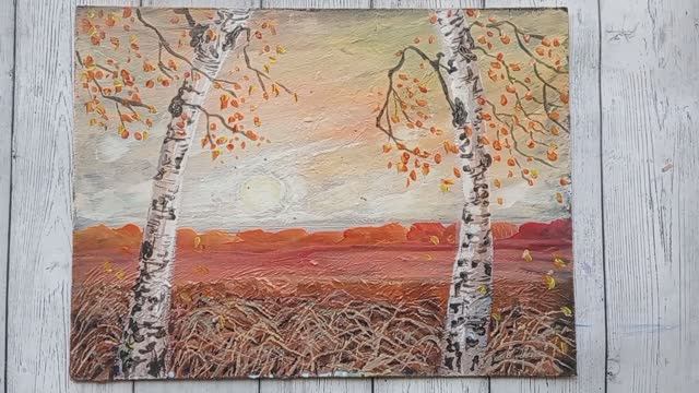 Как нарисовать осенний пейзаж | Простое рисование ?????? смотреть онлайн