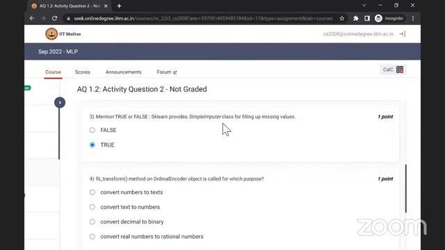 (MLP) Activity/Practice Ques - Week 1 смотреть онлайн